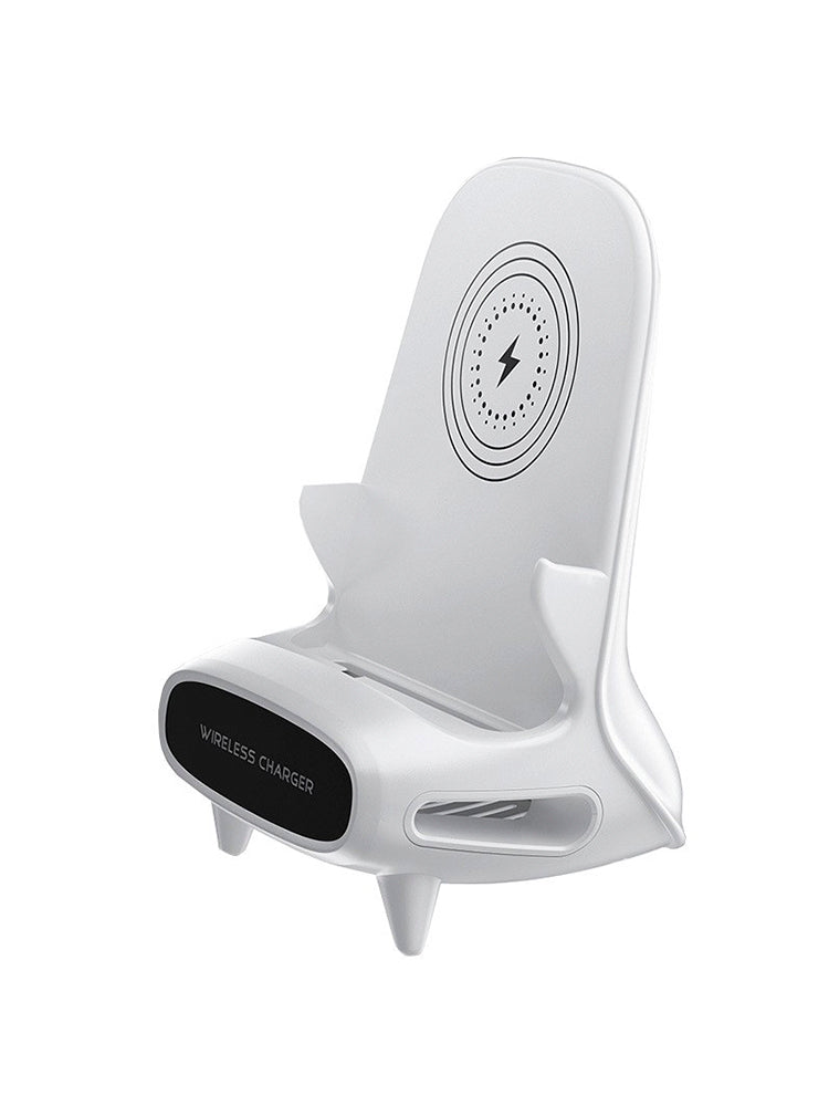 3 in 1 V8 Mini Sedia Caricabatterie Wireless Supporto per Telefono Supporto per Ricarica Telefono Altoparlante