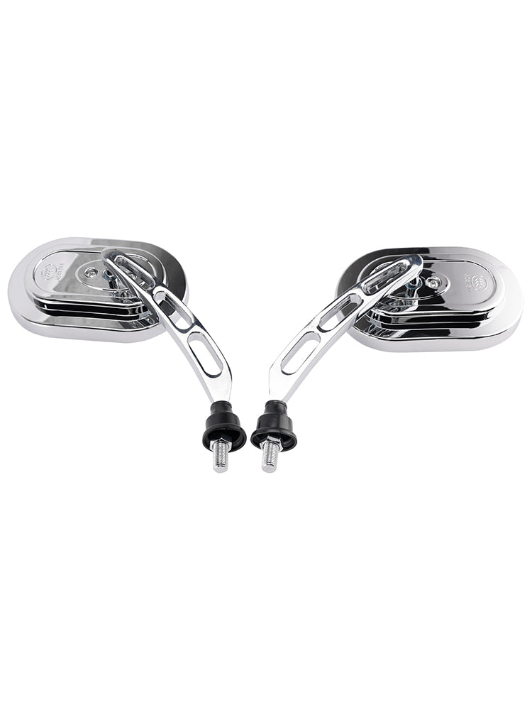 Coppia di specchietti cromati, sinistro e destro, set da 10 mm per moto chopper