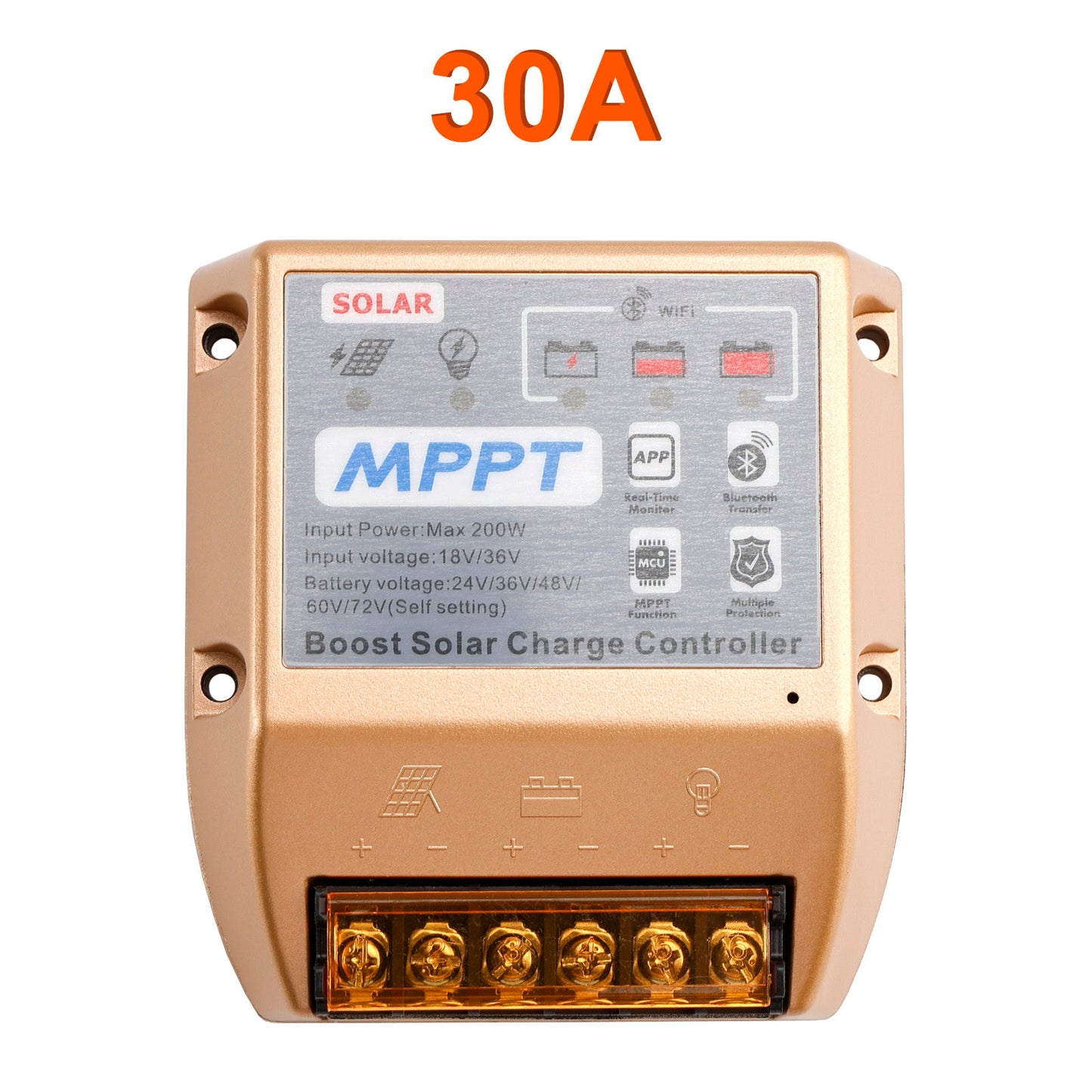Regolatore solare MPPT Boost 10A/20A/30A 24V36V48V60V72V APP mobile Controllo intelligente