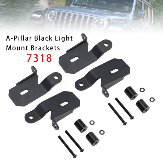 Confezione da 2 staffe di montaggio luci nere per montante A 7318 per Jeep Wrangler JL 2018-2019