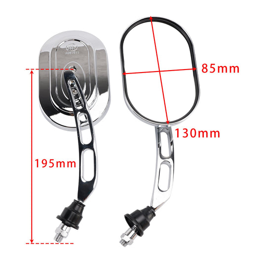 Coppia di specchietti cromati, sinistro e destro, set da 10 mm per moto chopper