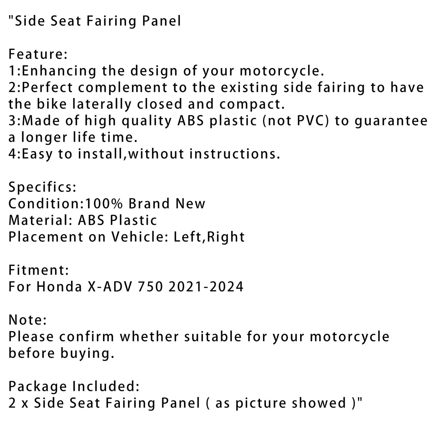 Pannello di rivestimento laterale del sedile Honda X-ADV 750 XADV 2021-2024, carenatura