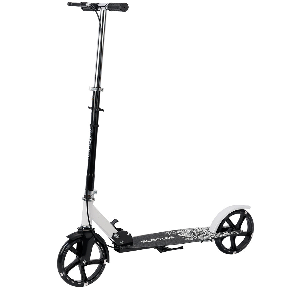 Monopattino pieghevole pendolare adulti/adolescenti ruote PU piene luminose 8" doppi freni sicurezza piattaforma antiscivolo