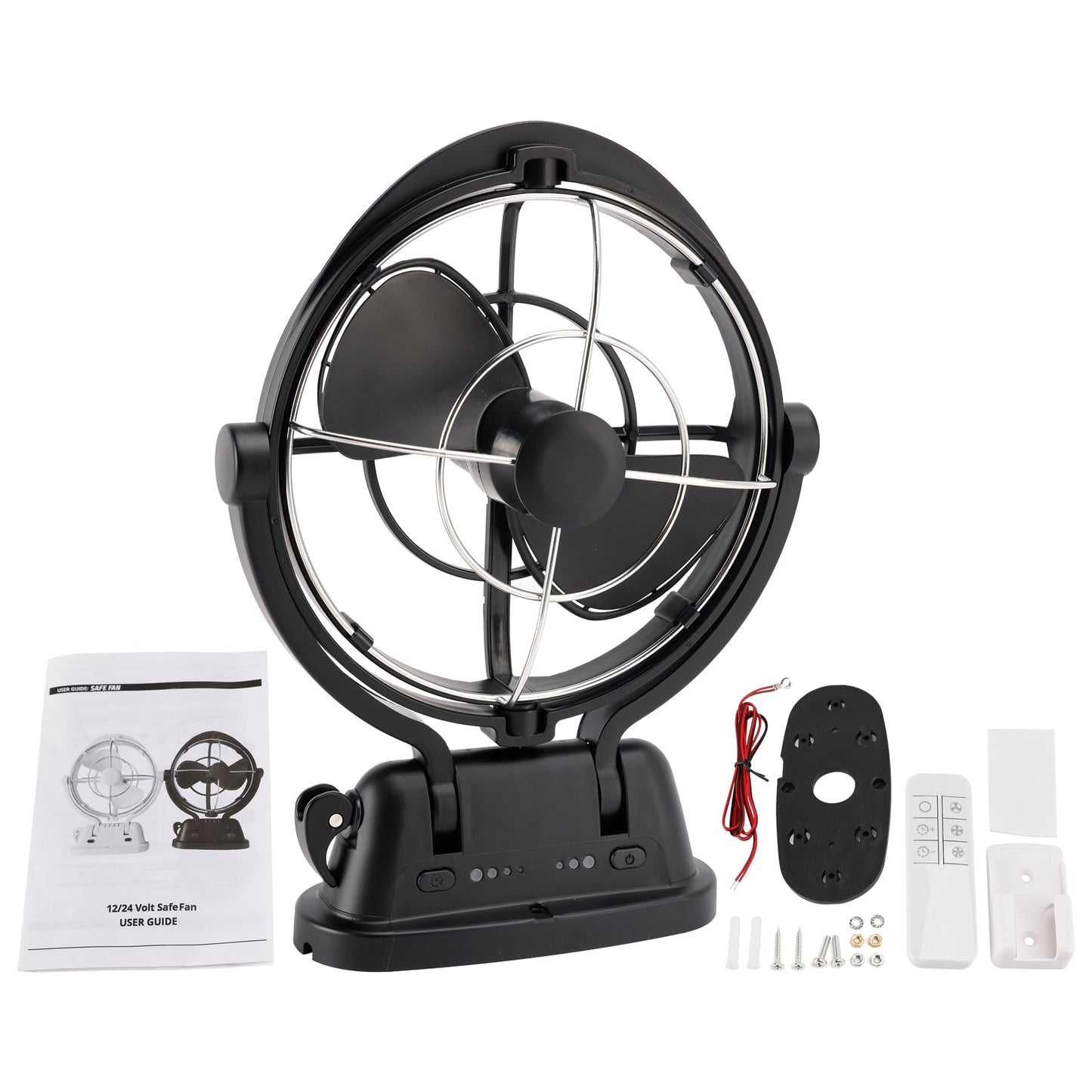 Controllo intelligente della temperatura, ventola di ventilazione a bassa potenza, 12 V/24 V, avvio automatico e arresto, nero