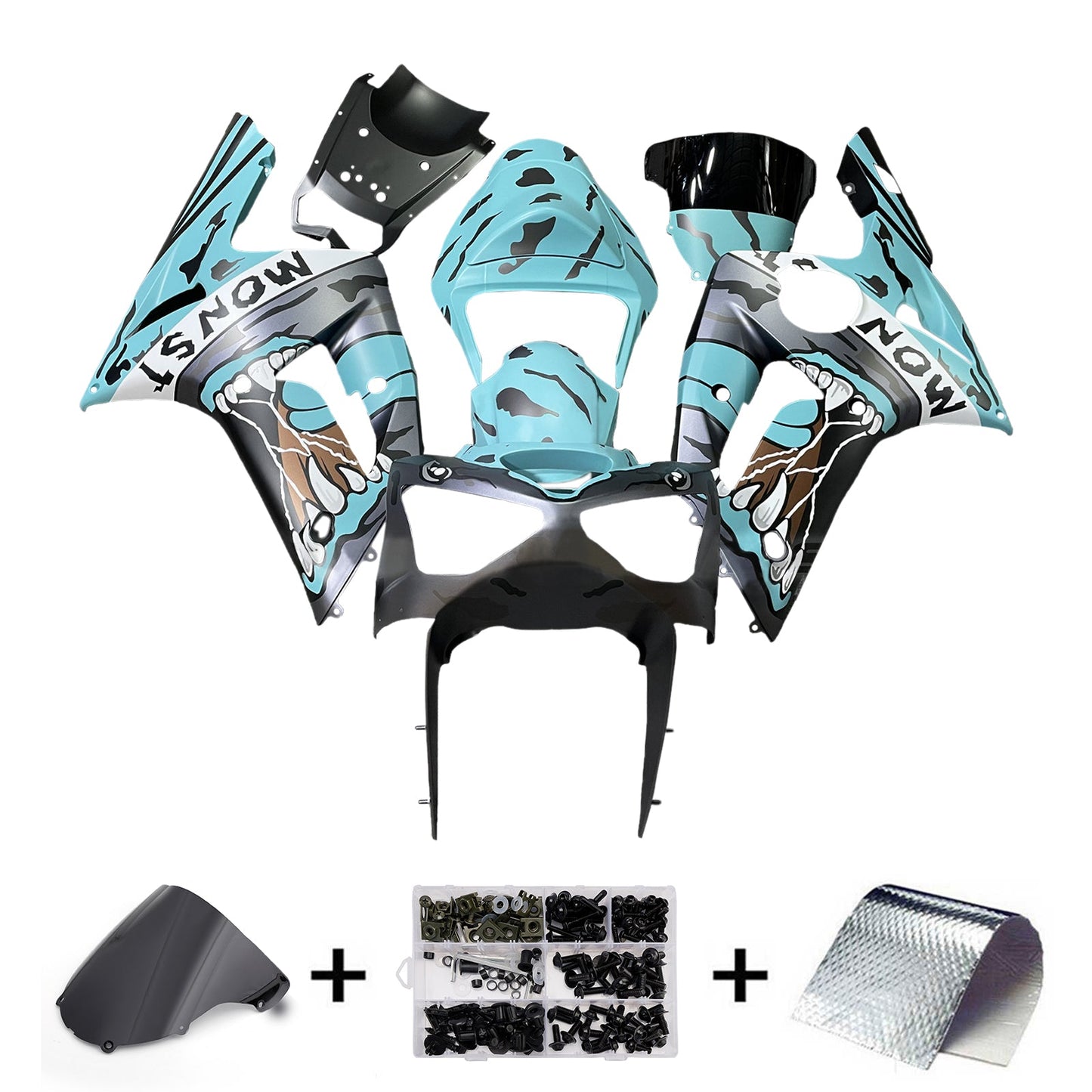 Kit carenatura iniezione in plastica ABS adatto per Kawasaki ZX6R 636 2003-2004