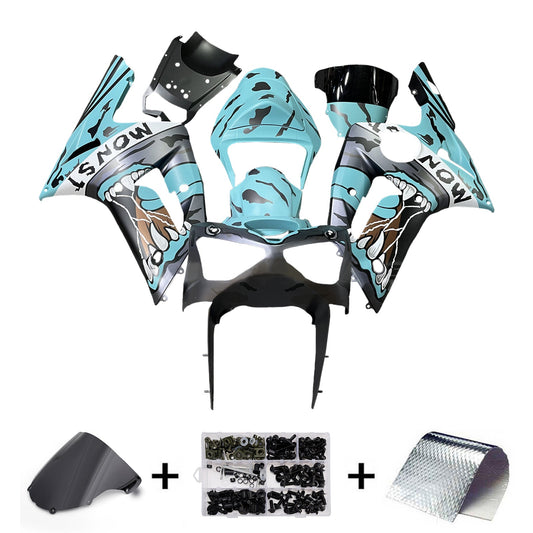 Kit carenatura iniezione in plastica ABS adatto per Kawasaki ZX6R 636 2003-2004