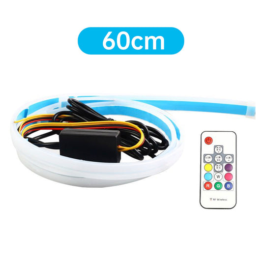 Striscia per sopracciglia con luce iridescente per fari a LED per auto ultrasottili, con telecomando, 60 cm