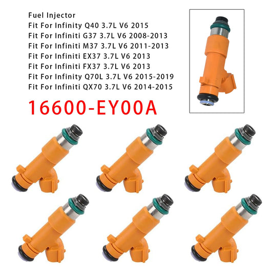 6 pezzi iniettori carburante per Infiniti G37 Q60 QX70 FX37 Nissan 370Z 3.7L 16600-EY00A