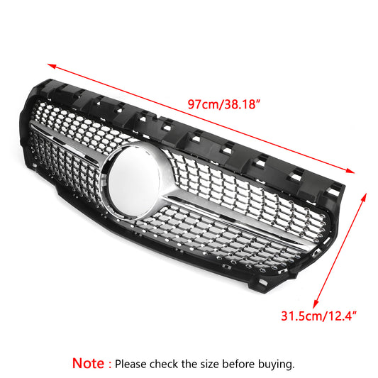 Per Mercedes-Benz R117 W117 CLA250 2013-2016 Griglia a stella Silver Diamond