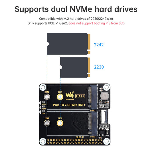 Raspberry Pi 5a generazione PCIe a scheda adattatore M.2 a doppio canale Dual M.2