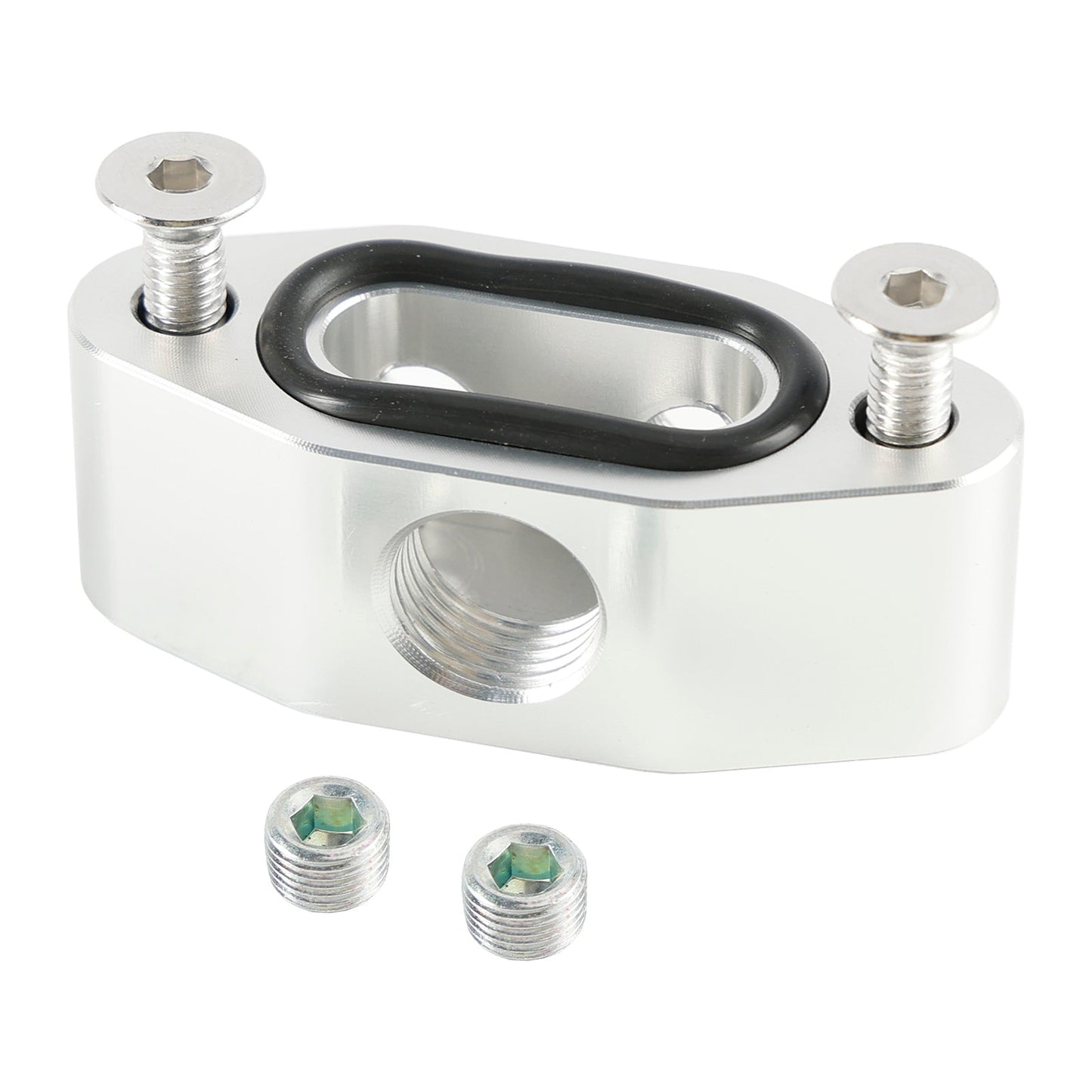Piastra adattatrice per linea di alimentazione dell'olio Billet LS Twin Turbo Dual 90 gradi 1/8" NPT