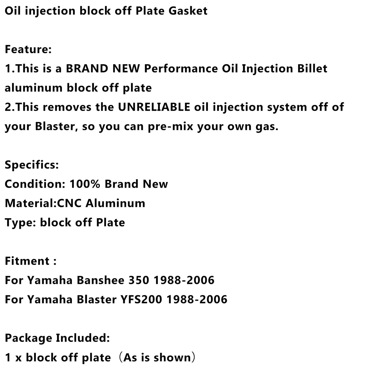Guarnizione piastra di blocco iniezione olio Yamaha Banshee 350 1988-2006
