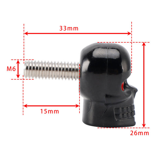 Bulloni per telaio targa con testa a teschio in plastica M6, ferramenta nera X2