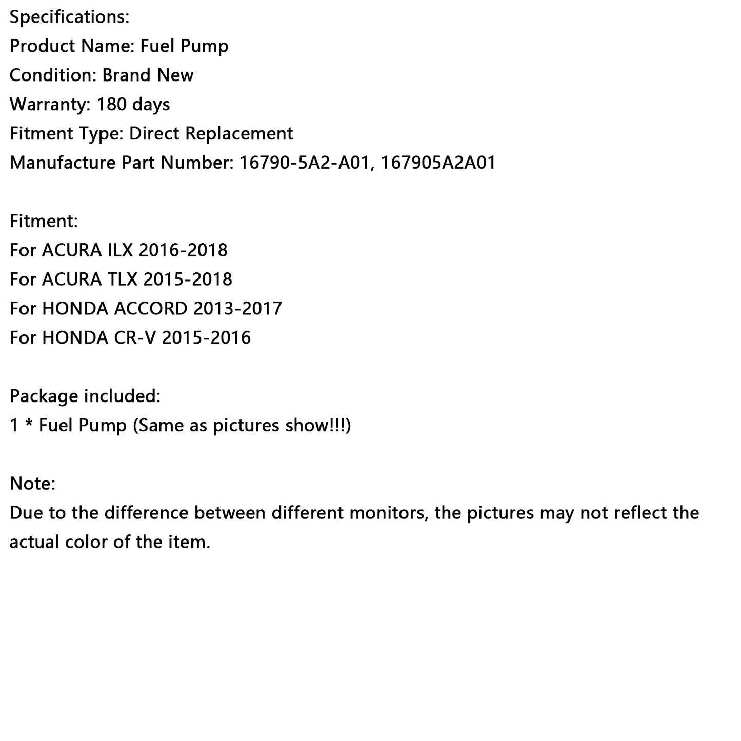 Pompa carburante ad alta pressione HONDA CR-V 2015-2016 16790-5A2-A01