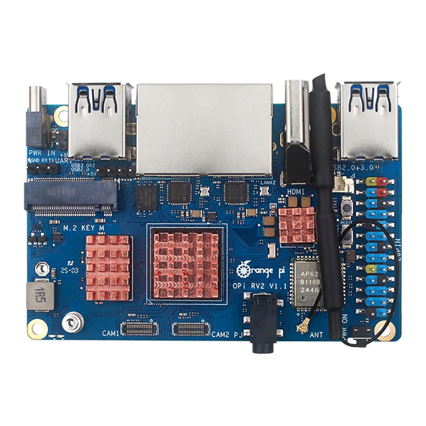 Radiatore Orange Pi RV2 Scheda di sviluppo Dissipatore di calore in rame puro Adesivo Raffreddatore