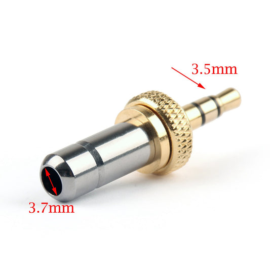 1x mini spina jack stereo con bloccaggio a vite da 3,5 mm placcato oro da 3,7 mm per Sennheiser