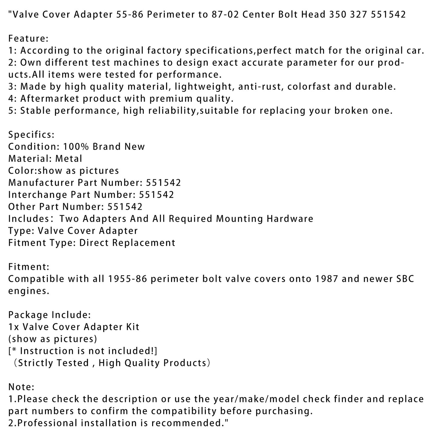 Adattatore coperchio valvola 1955-1986 perimetro a 1987-2002 testa bullone centrale 350 327 551542
