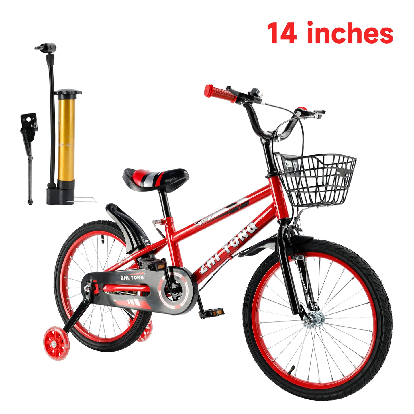 Bicicletta per bambini da 14 pollici Bicicletta per bambini e bambine con ruote ausiliarie