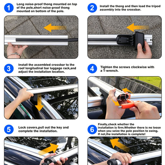 Barre trasversali universali in alluminio per portapacchi da tetto auto, 120 cm, con chiusura a chiave.