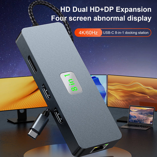 Adattatore hub dock interfaccia USB 3.0 HDMI DP PD100W 8 in 1 TYPE-C a RJ45 Gigabit