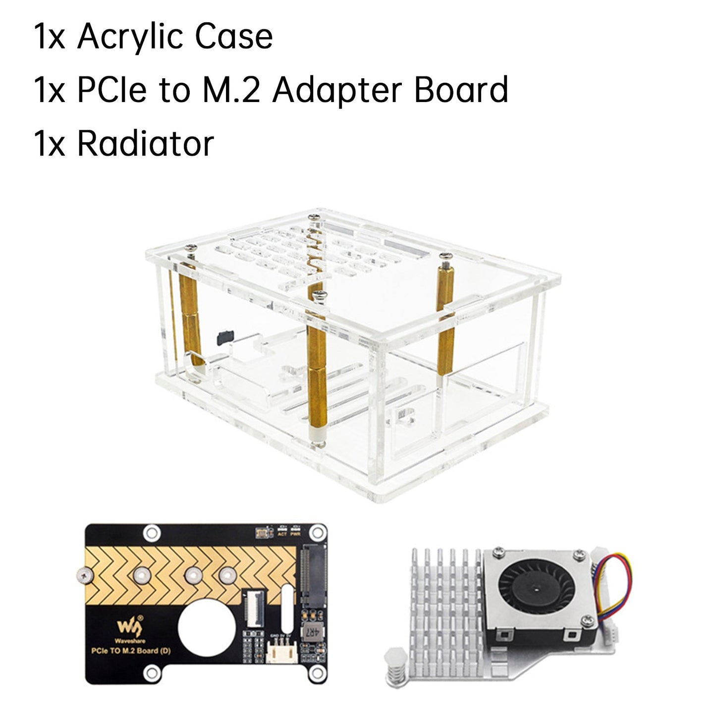 Custodia con adattatore PCI-E per Raspberry Pi5, scheda adattatore PCIe a M.2, radiatore in acrilico