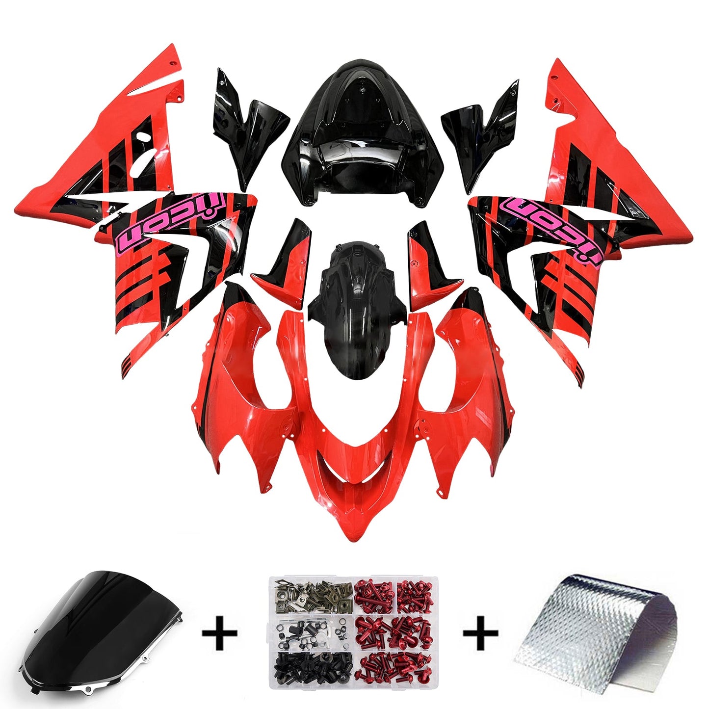 Kit carenatura iniezione in plastica ABS adatto per Kawasaki ZX10R 2004-2005