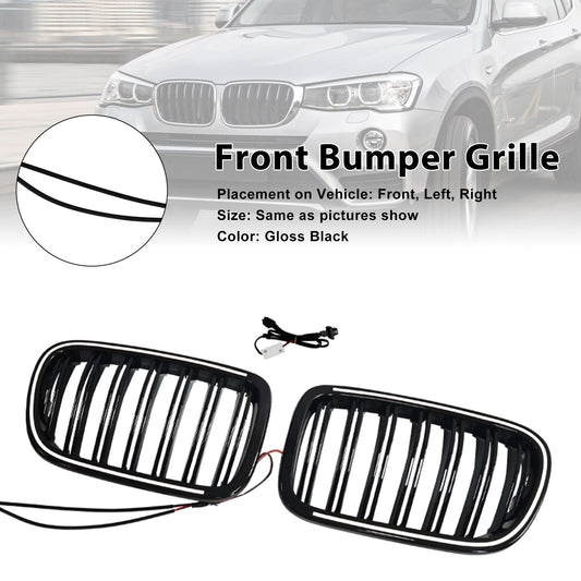 Griglia anteriore a doppio rene nera per paraurti, compatibile con BMW X3 F25 2011-2014.