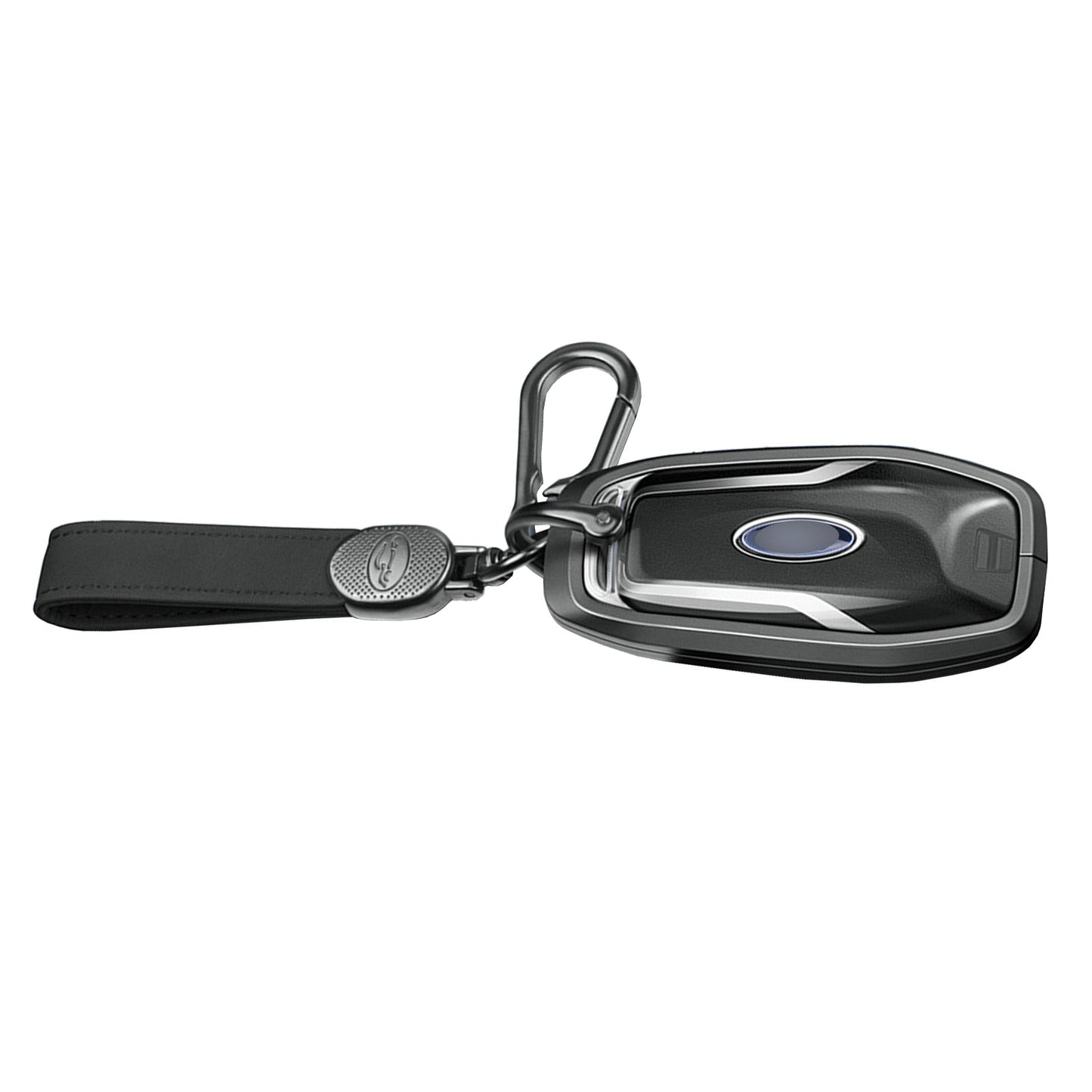 Custodia per chiave auto in TPU nero in lega di alluminio con fibbia per Ford