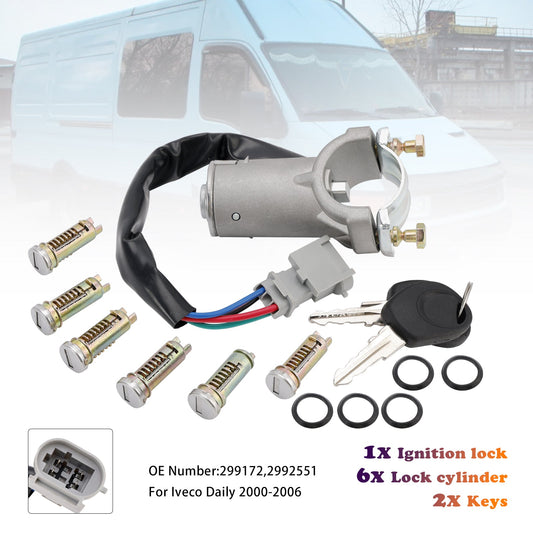 2000-2006 Iveco Daily Blocchetto di accensione + 6 cilindri di chiusura + chiave 2991727