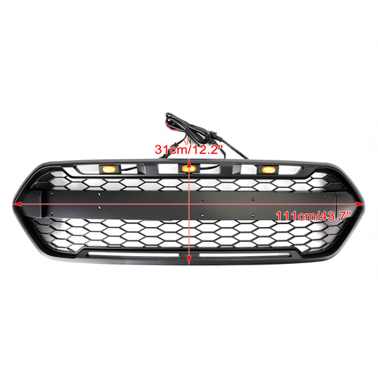 Per Ford Transit Custom Trail 2018-2023 W/ 3LED Matte Black Front Bumper Grille