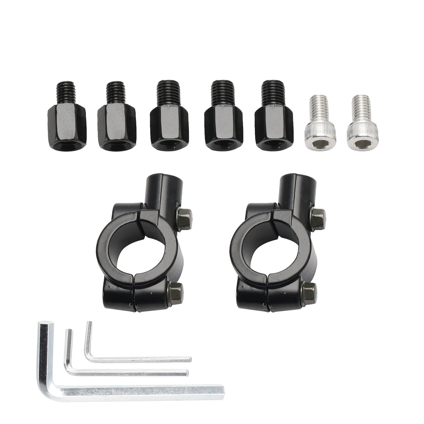 SPECCHIETTI MANUBRIO TONDO NERO COPPIA SUPERBIKE SUPERMOTO SPECCHIETTO MANUBRIO M8 M10