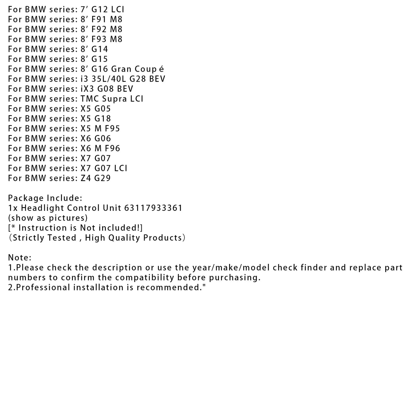 Unità di controllo fari 63117933361 per fari adattivi BMW X6 G06 F96 X7 G07