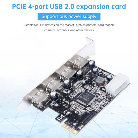 Scheda di espansione HUB 2.0 PCIE a USB 2.0, scheda adattatore Moschip, alimentazione a 4 pin