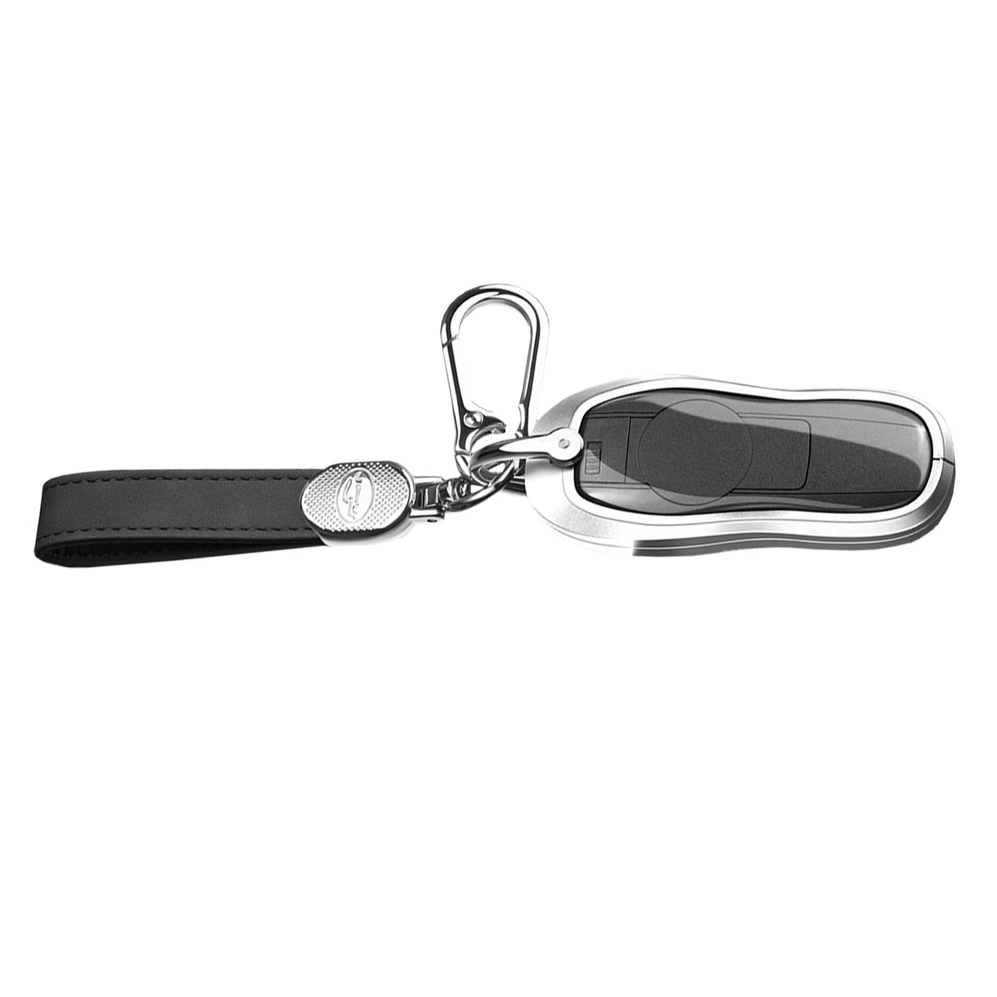Custodia per chiave auto in lega di alluminio e TPU nera con fibbia per Porsche Cayenne 911
