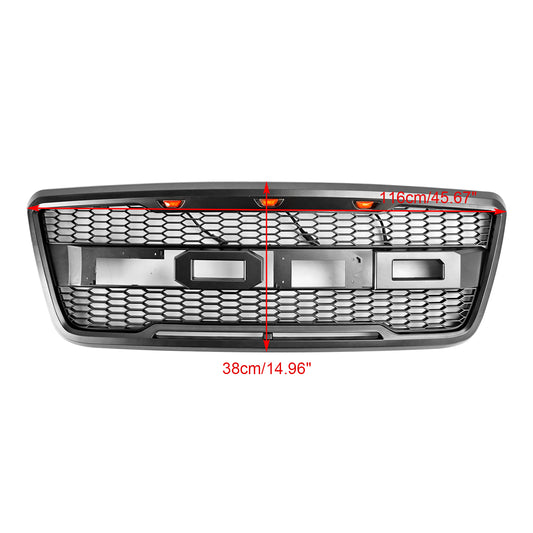 Adatta per Ford F150 2004-2008 Stile Raptor griglia del cappuccio della maglia anteriore con LED
