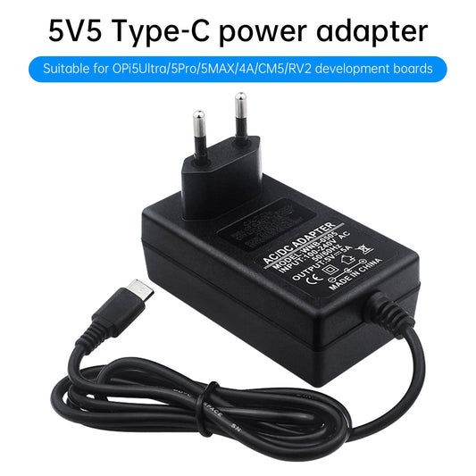 Adattatore di alimentazione Orange Pi 5Pro Tipo-C 5V5A Alimentatore adatto per OrangePi 5MAX/CM5 Spina UE