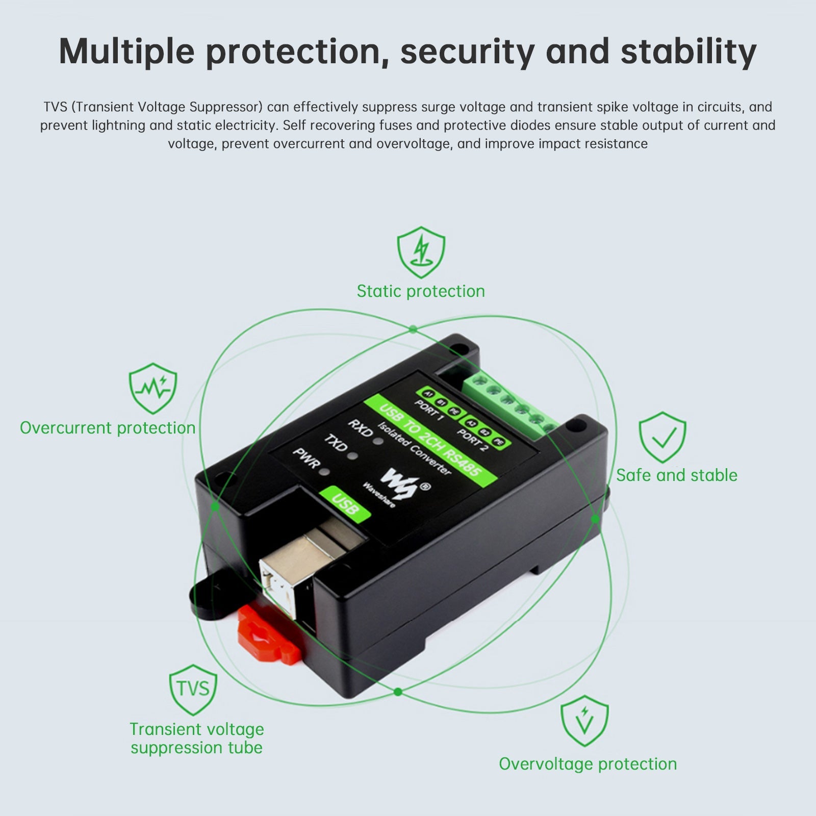 Convertitore da USB a RS232/RS485 (protezione contro i fulmini 6KV Convertitore da USB a RS232/RS485 (protezione contro i fulmini 6KV