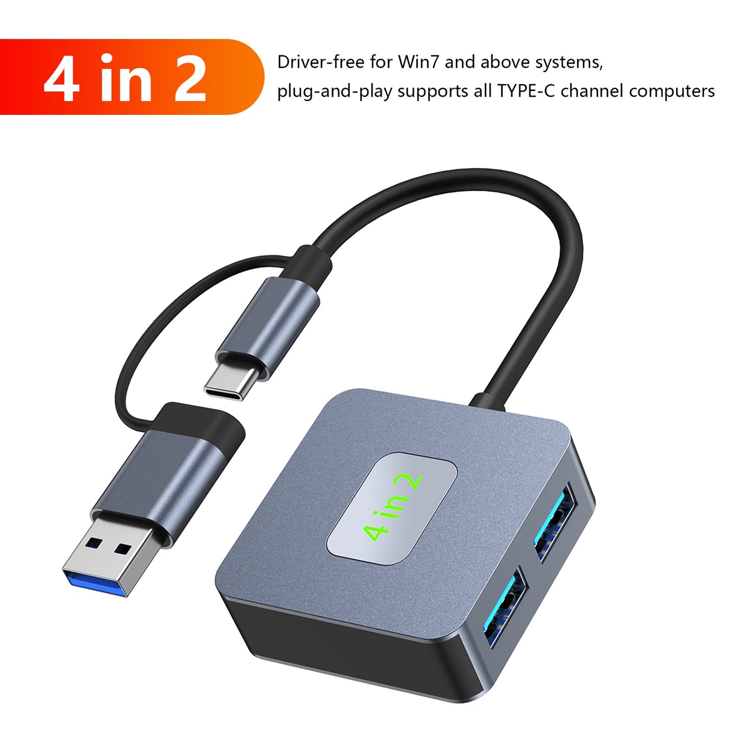 Adattatore hub dock con interfaccia USB 3.2*4 + Type-C 4 in 2 per MacBook iPad 15