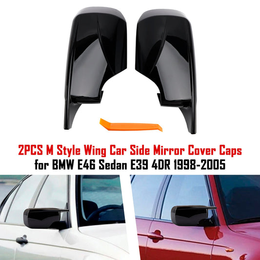 2 pezzi Copri specchietti laterali per auto stile M per BMW E46 Berlina E39 4DR 1998-2005