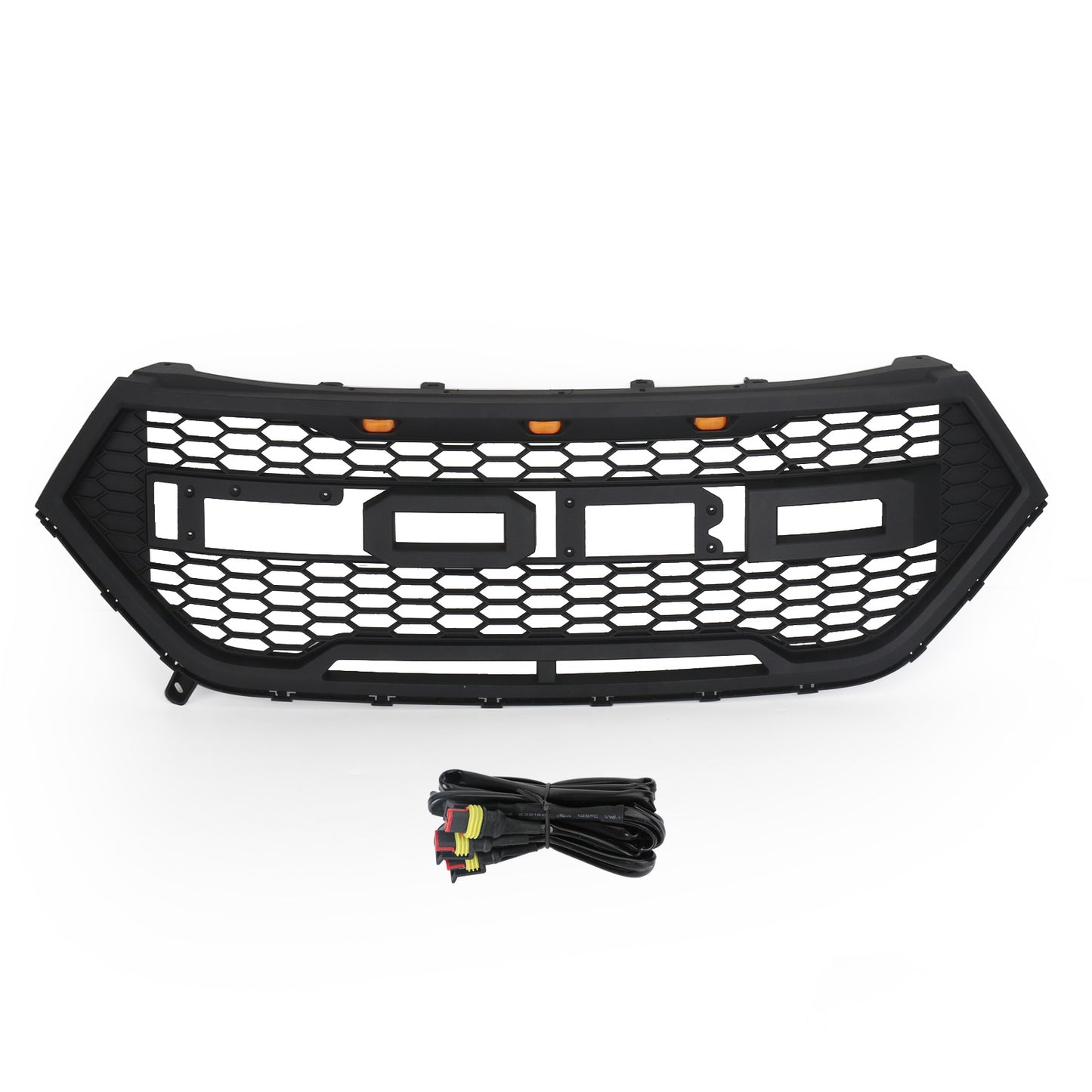 15-18 Ford Edge Black Raptor Style griglia paraurti anteriore griglia superiore + luci LED ambra