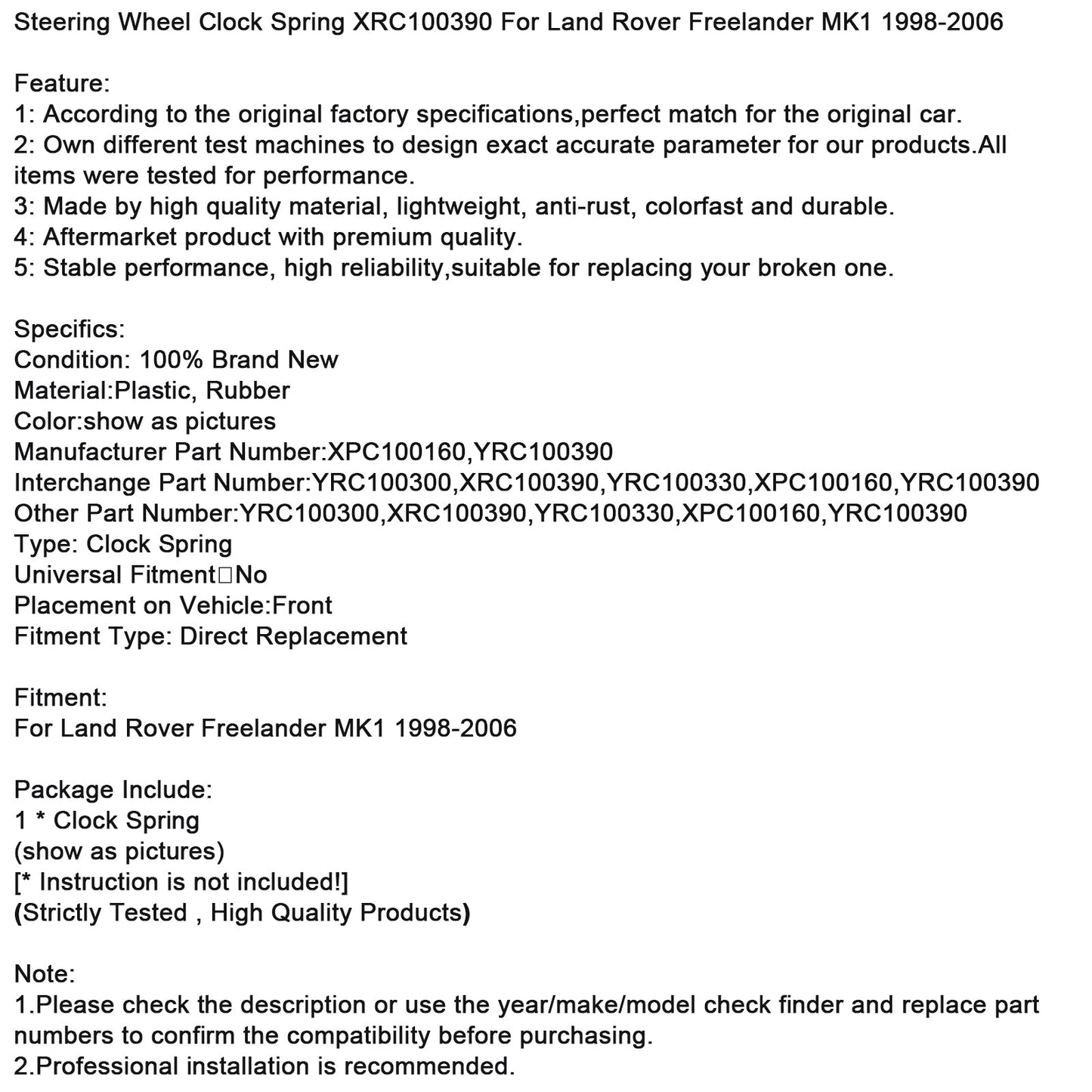 Molla di regolazione del volante Land Rover Freelander MK1 1998-2006 XRC100390 XPC100160