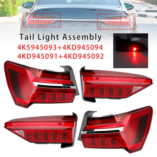 2019-2023 Per Audi A6 C8 4 pezzi Gruppo fanale posteriore a LED sinistro, destro, esterno e interno