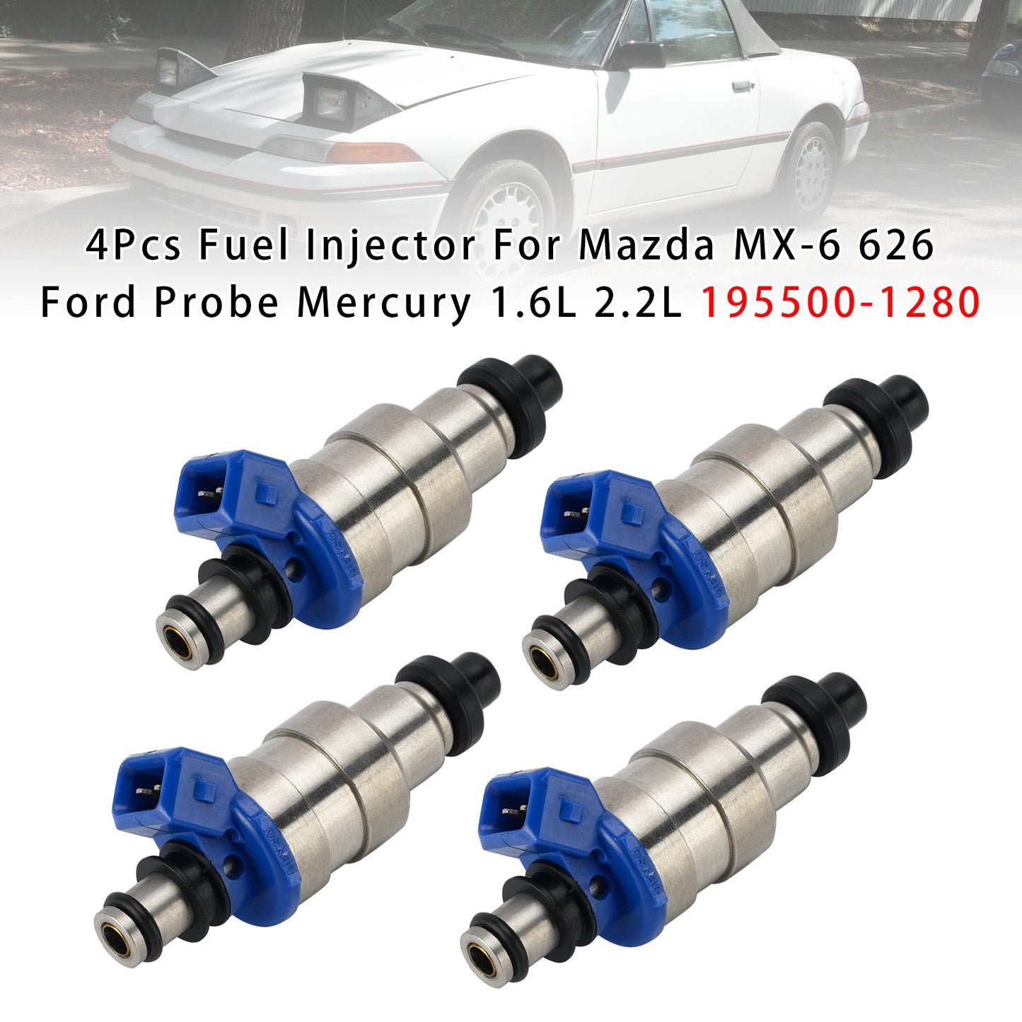 Iniettore carburante 4 pezzi Mazda MX-6 DX/LX Coupe 2 porte 2.2L 1988-1989 1955001280