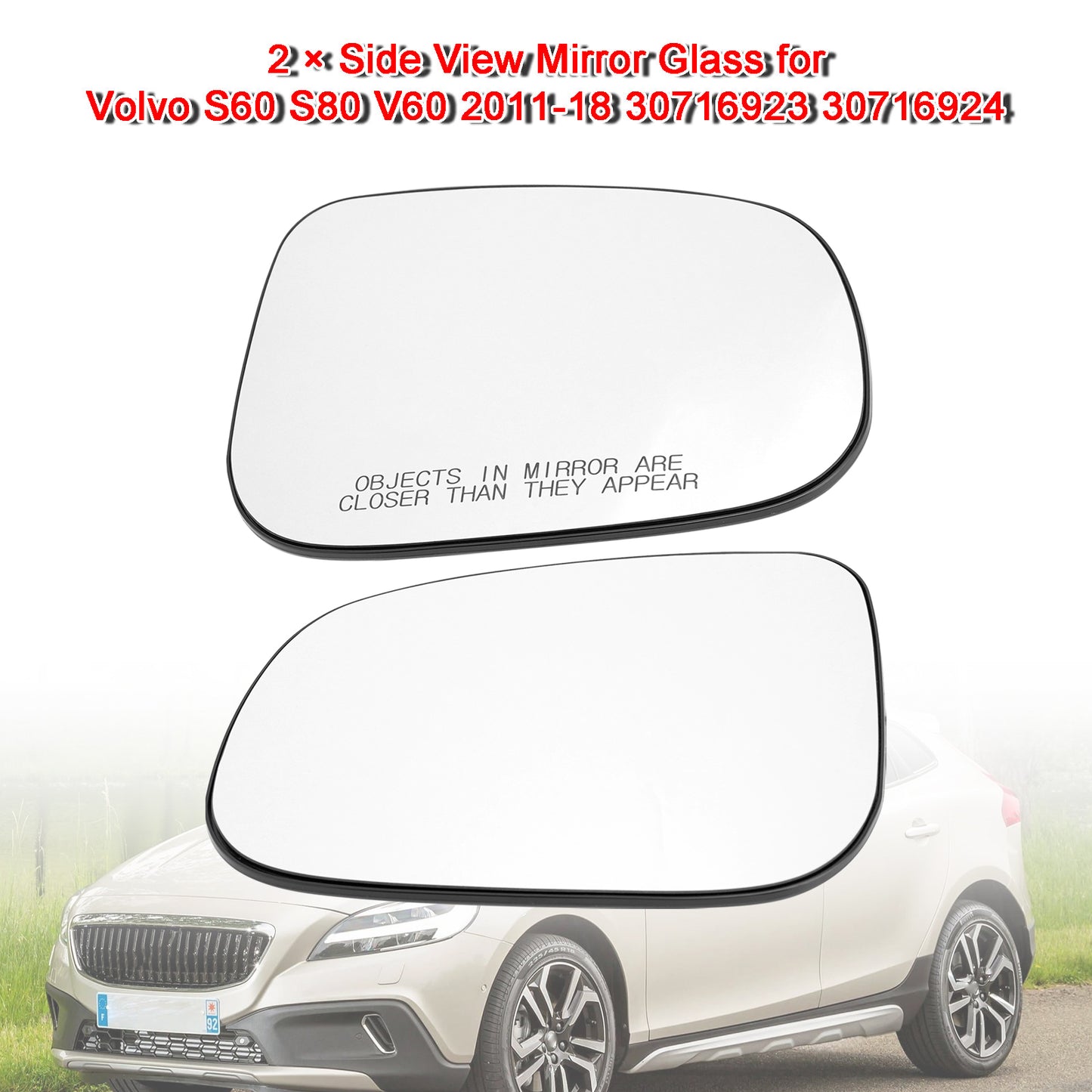 2 × Vetro specchietto laterale per Volvo S60 S80 V60 2011-18 30716923 30716924