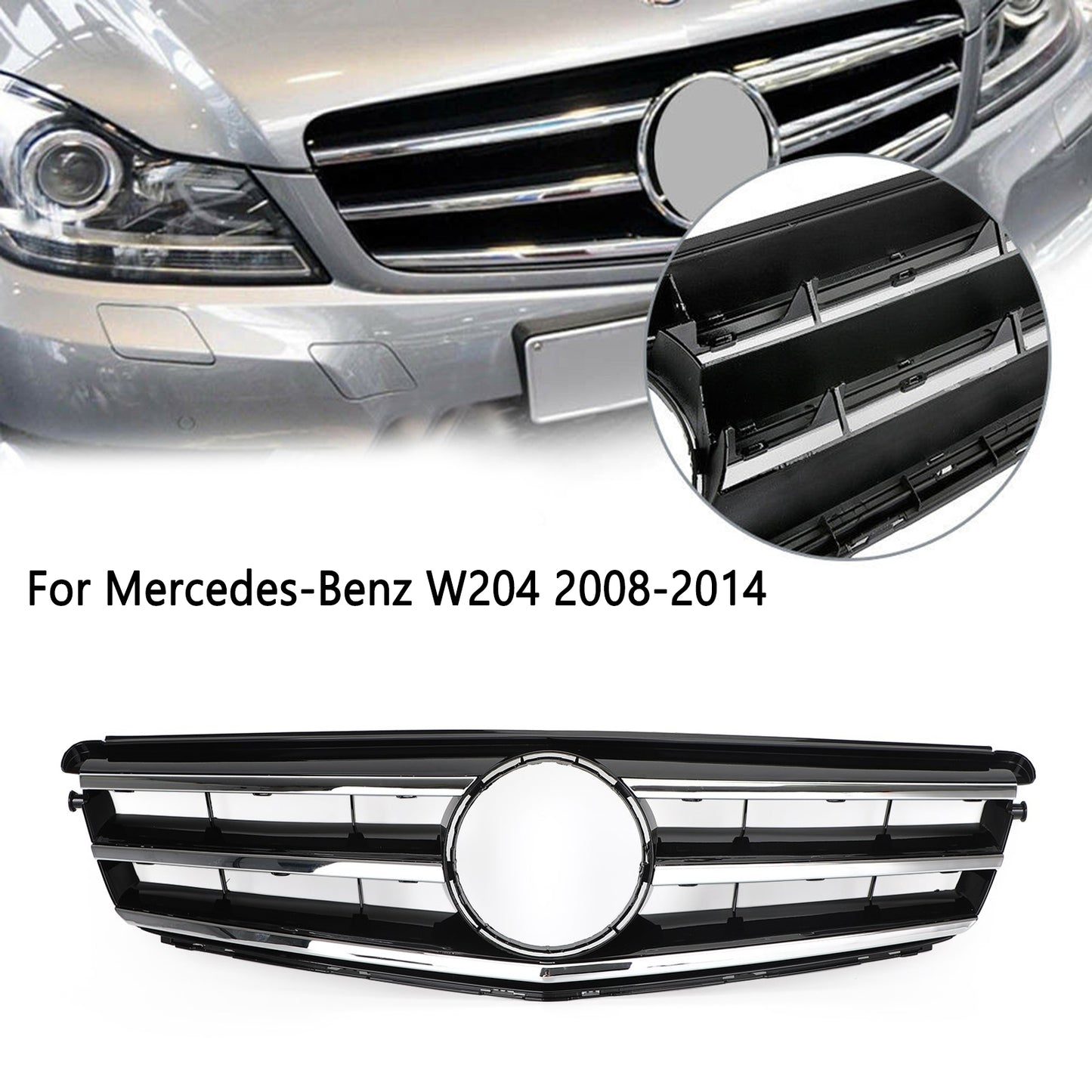 LED nero cromato griglia anteriore griglia per Benz classe C W204 C300 C350 2008-2014 generico