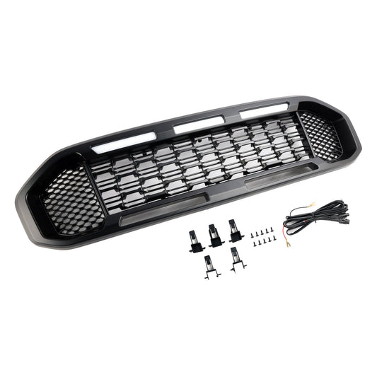 Griglia paraurti anteriore nera Ford Ranger T8 2019-2023 con luce LED
