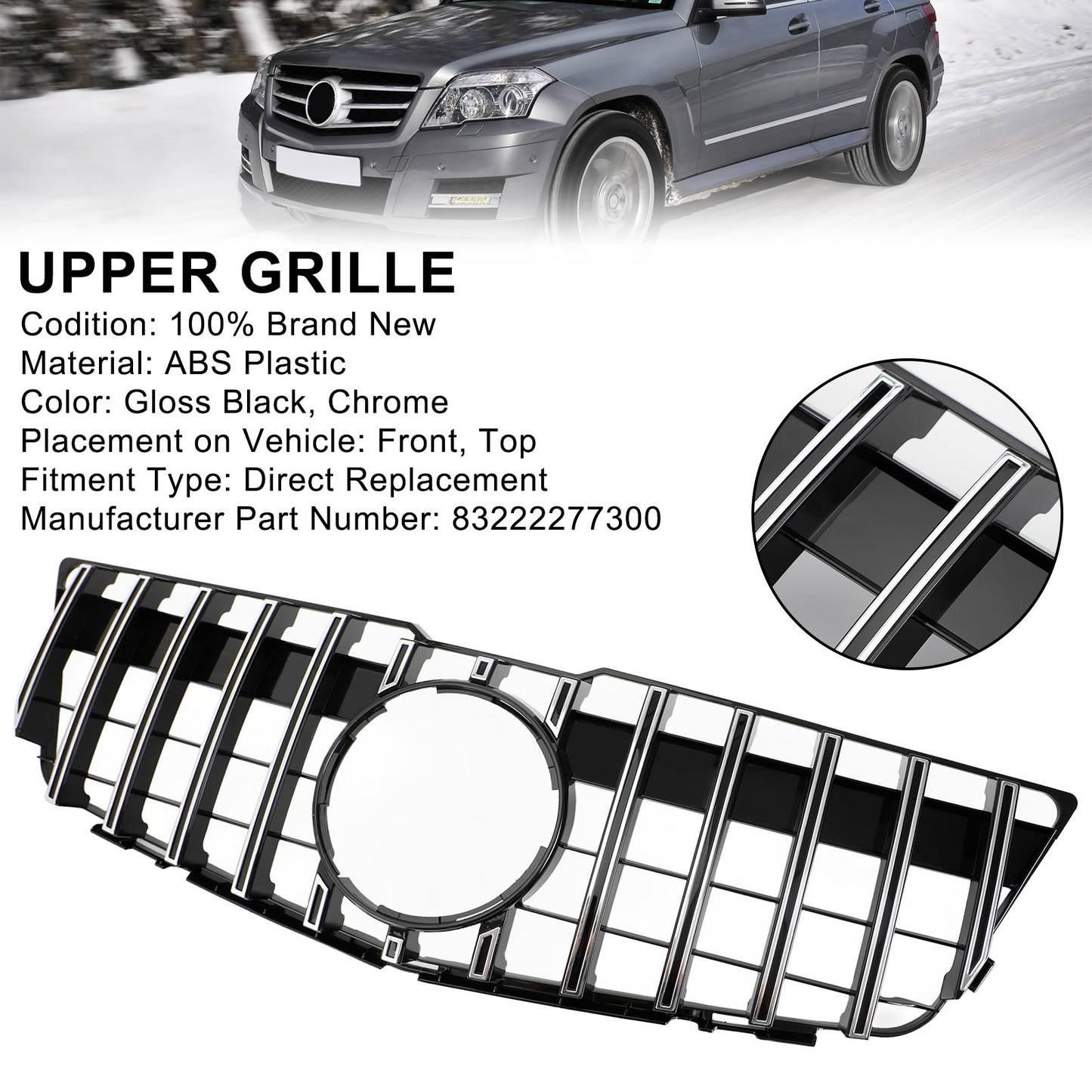 83222277300 Per 2008-2012 Mercedes-Benz GLK X204 Griglia superiore griglia paraurti anteriore stile GT