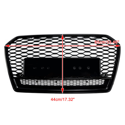 Griglia Frontale a Nido d’Ape Nero Lucido per Audi A6 S6 C7 C7PA 2016-2018 Look RS6