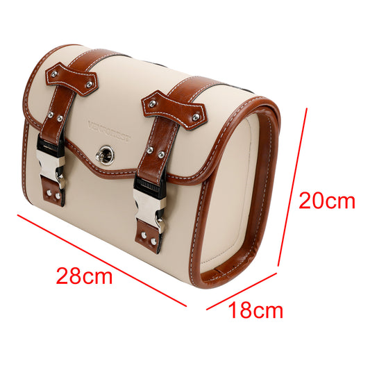Borsa per attrezzi laterale per borsa laterale Borsa universale in tinta unita per moto Marrone-Bianco