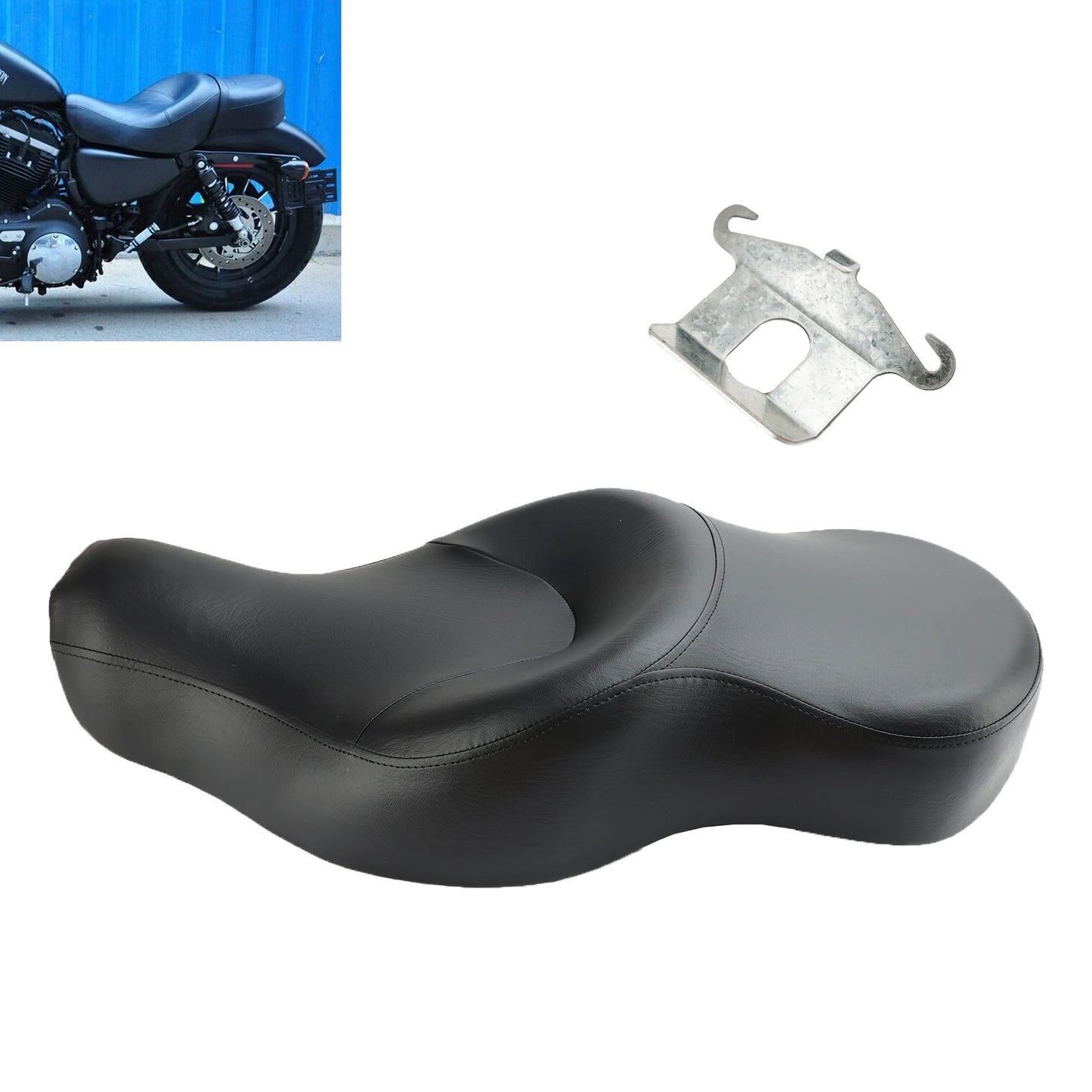 Sedile conducente e passeggero in pelle 2-up per nero Per Davidson XL883 883C 883L 883N 883R 04-18 75cm*35 cm generico